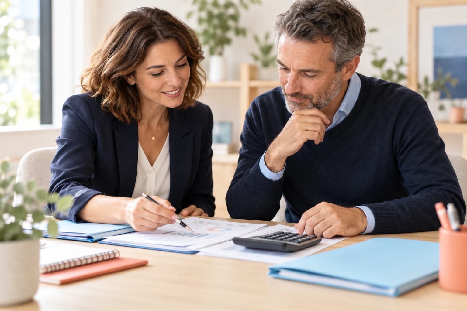 Een zelfstandige handelaar achter de toonbank van zijn bakkerij